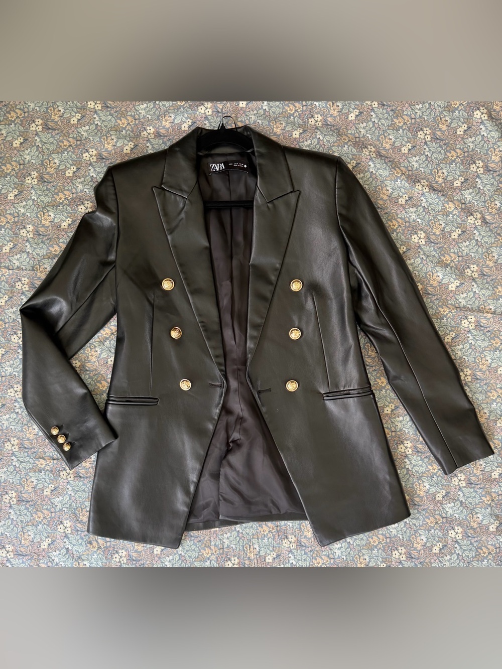 Zara Forever New Faux Leather Blazer - Black